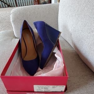 Emily Blue wedge heels. Never worn.